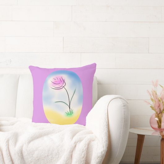 Stilisierte Cameo-Szene einer glücklich rosa Blume Kissen (Liege)