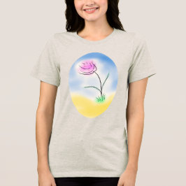 Stilisierte Cameo-Szene einer glücklich rosa Blume Tri-Blend Shirt
