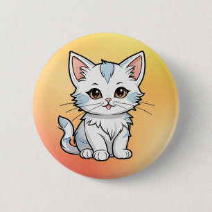 Stilisierte Cat Cartoon Line Art Design-52316 Button