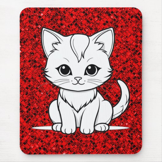 Stilisierte Cat Kitten Line Art Design-52315 Mousepad (Vorne)
