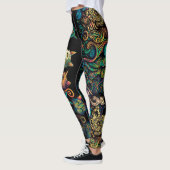 Stilisierte Cat Tribe Colors auf Black Frieze Leggings (Links)