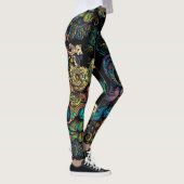 Stilisierte Cat Tribe Colors auf Black Frieze Leggings (Rechts)