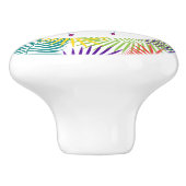 Stilisierte Coconut Leaf & Pink Flamingos Keramikknauf (Seitenansicht)