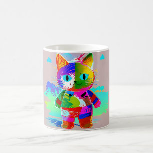 Stilisierte coole Katze Kaffeetasse