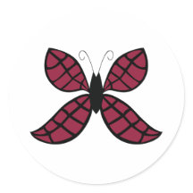 Stilisierte Crimson Butterfly Classic Round Sticke