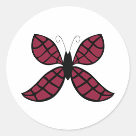 Stilisierte Crimson Butterfly Classic Round Sticke Runder Aufkleber