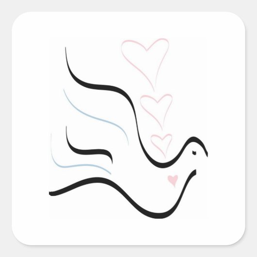 Stilisierte Dove in Pastellfarben Quadratischer Aufkleber (Vorderseite)