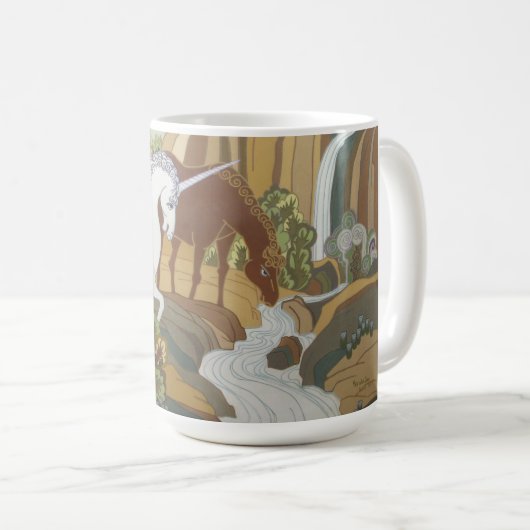 Stilisierte Einhorn und Pferd Kaffeetasse (VorderseiteRechts)