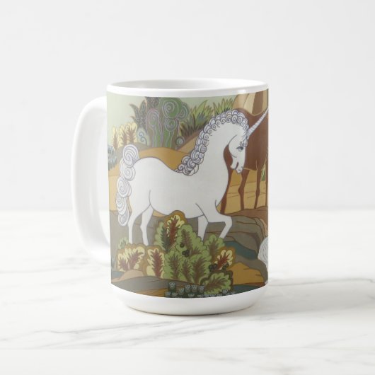Stilisierte Einhorn und Pferd Kaffeetasse (Vorderseite Links)