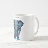 Stilisierte Elefantengrafik mit Machtthema Kaffeetasse (VorderseiteRechts)