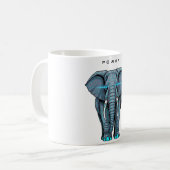 Stilisierte Elefantengrafik mit Machtthema Kaffeetasse (Vorderseite Links)