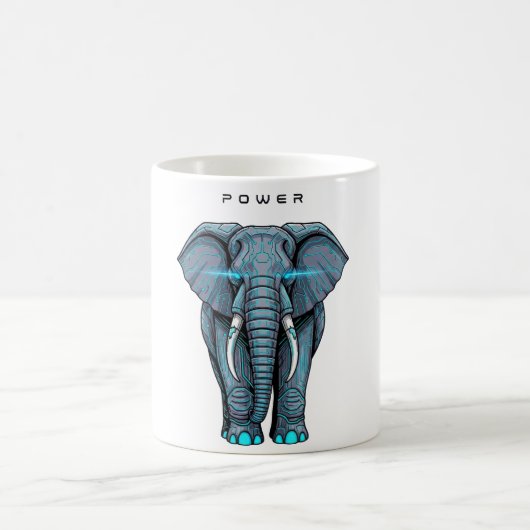 Stilisierte Elefantengrafik mit Machtthema Kaffeetasse (Mittel)