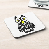 Stilisierte Eule in Schwarz Getränkeuntersetzer (Linke Seite)