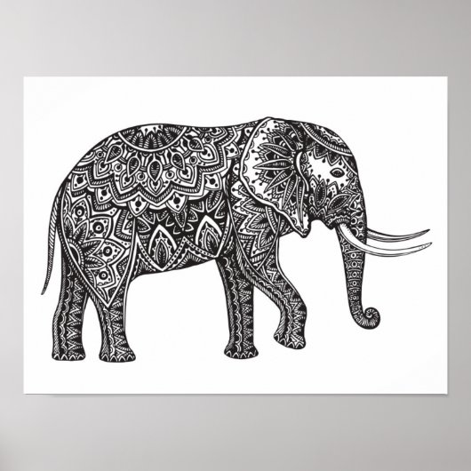 Stilisierte Fantasy Elephant Doodle 2 Poster (Vorne)