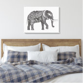 Stilisierte Fantasy Elephant Doodle 6 Leinwanddruck (Insitu (Schlafzimmer))