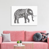 Stilisierte Fantasy Elephant Doodle 6 Leinwanddruck (Insitu (Wohnzimmer))