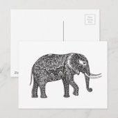 Stilisierte Fantasy Elephant Doodle Postkarte (Vorne/Hinten)