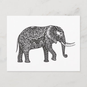 Stilisierte Fantasy Elephant Doodle Postkarte