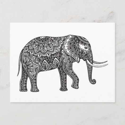 Stilisierte Fantasy Elephant Doodle Postkarte (Vorderseite)