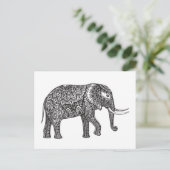 Stilisierte Fantasy Elephant Doodle Postkarte (Stehend Vorderseite)