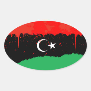 Stilisierte Flagge des Königreichs Libyen (1951-19 Ovaler Aufkleber