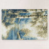 Stilisierte Flusslandschaft mit Birken Puzzle (Horizontal)