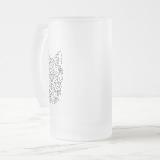 Stilisierte Fox-Tasse aus Mattiertem Glas Mattglas Bierglas (Vorderseite Links)