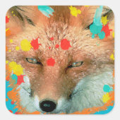 Stilisierte Foxkleber Quadratischer Aufkleber (Vorderseite)