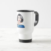 Stilisierte Frau mit roten Lippen Reisebecher (VorderseiteRechts)