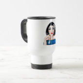 Stilisierte Frau mit roten Lippen Reisebecher (Vorderseite Links)