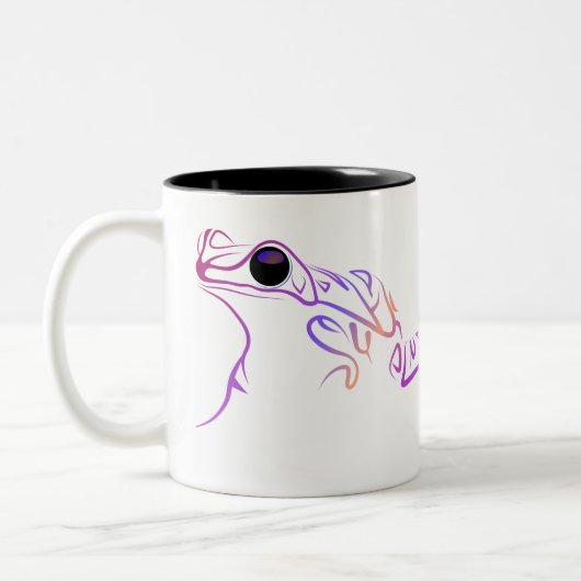 Stilisierte Froschdoodle Zweifarbige Tasse (Links)