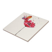 Stilisierte gemalte Wasserfarbe Mohnblume Fliese (Seite)