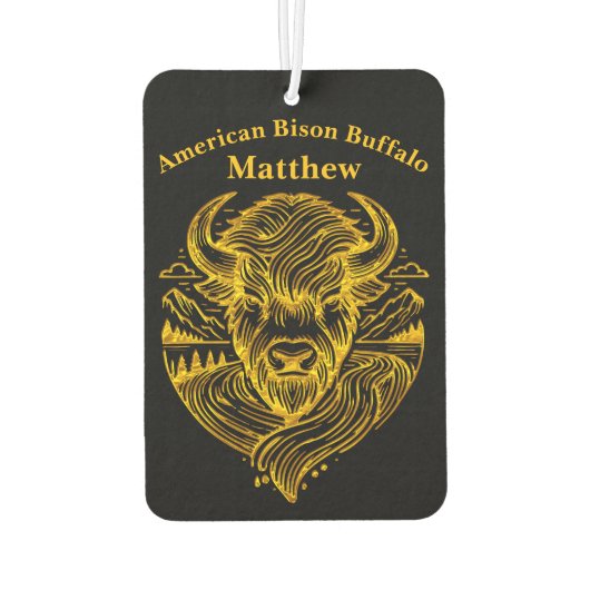 Stilisierte Gold-Bison-Illustration in Naturstimmu Autolufterfrischer (Rückseite)
