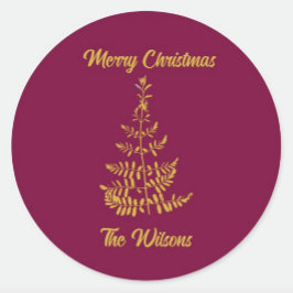 Stilisierte Goldene Tree Holiday Runder Aufkleber
