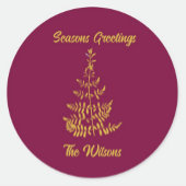 Stilisierte Goldene Tree Holiday Runder Aufkleber