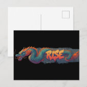Stilisierte Graffiti Dragon Mural mit Bold 'RISE' Postkarte (Vorne/Hinten)