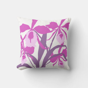 Stilisierte Grafik Lila Aqua Orchidee Kunst Kissen
