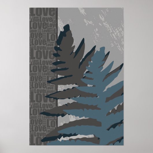 Stilisierte Graue Fern Leaf Poster (Vorne)