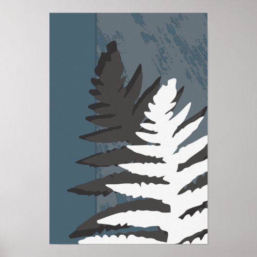 Stilisierte Graue Fern Leaf Poster (Vorne)