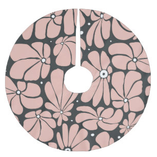 Stilisierte große Blüten, nahtlose Blumenmuster. Polyester Weihnachtsbaumdecke