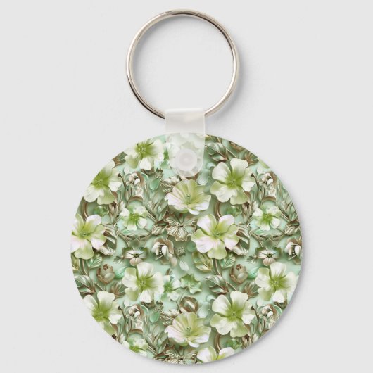 Stilisierte grüne Blumen Schlüsselanhänger (Vorderseite)