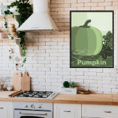 Stilisierte grüne Kürbisküche Herbstsaison Poster
