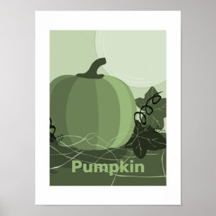 Stilisierte grüne Pumpkin Kitchen Poster