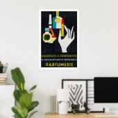 Stilisierte Hand hält ein Parfümfläschchen Poster (Heimbüro)
