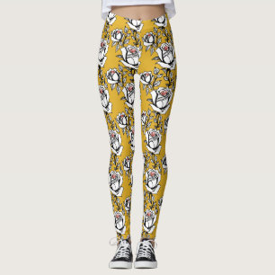 Stilisierte handgezeichnete Rosen in Schwarz und W Leggings
