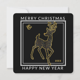 Stilisierte Hirsche im Schwarzen & Gold Weihnachts Feiertagskarte