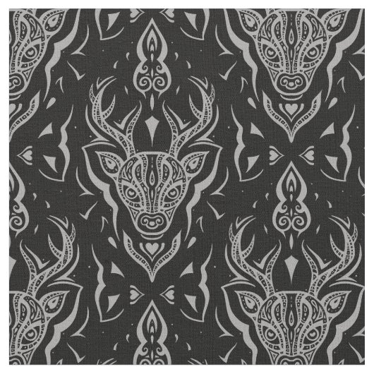 Stilisierte Hirschkopfgewebe Stoff (Nahaufnahme)