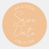 Stilisierte Hochzeit Peach Save the Date Runder Aufkleber (Vorderseite)