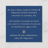 Stilisierte Honeybee Design Royal Blue mit Gold Quadratische Visitenkarte (Rückseite)