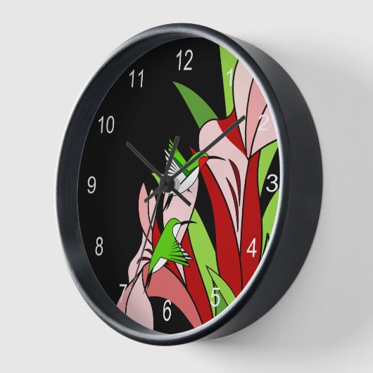 Stilisierte Hummingvogel und Blume Uhr (Winkel)